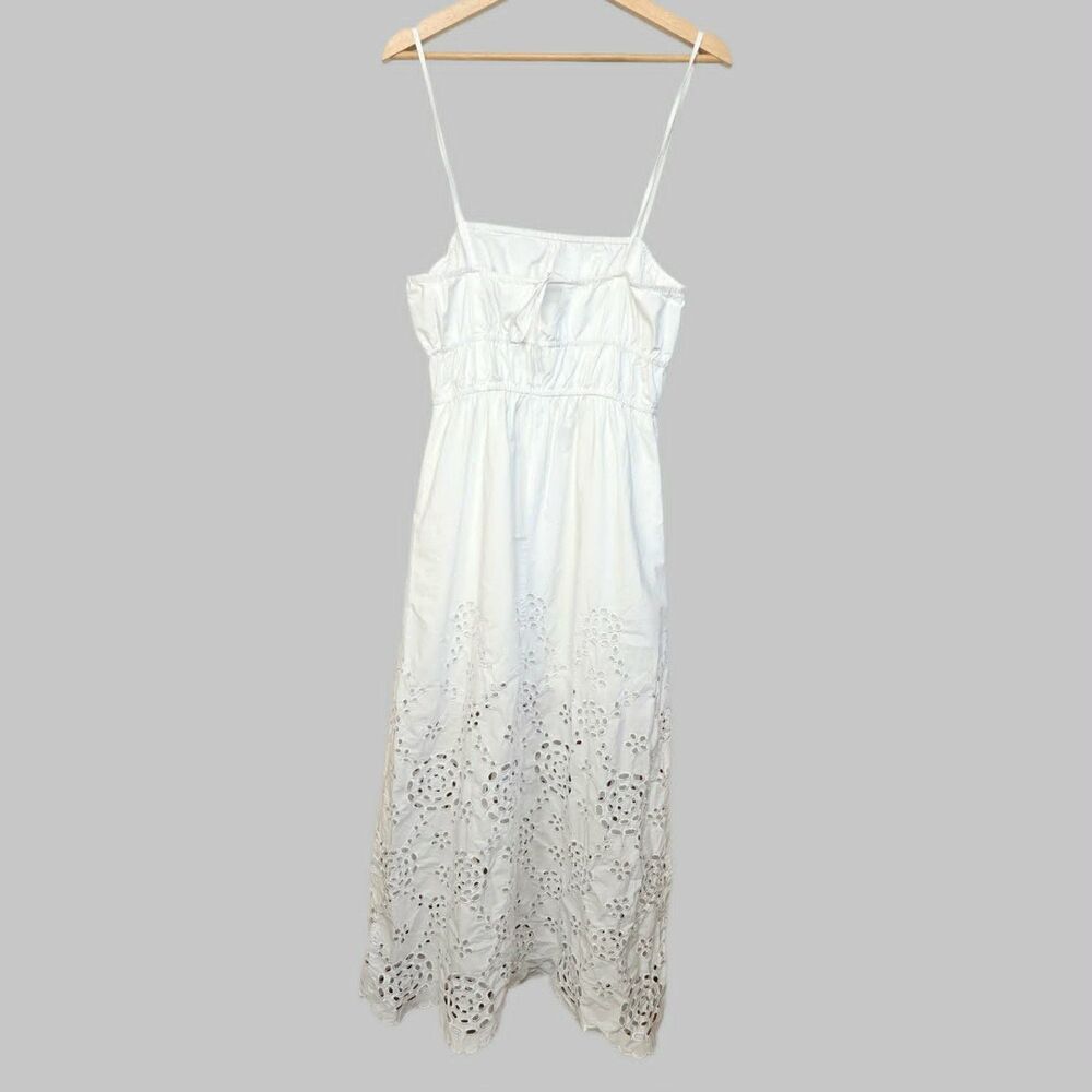Madewell 100% Cotton Poplin White Eyelet Summer Midi Dress - Picture 3 of 11